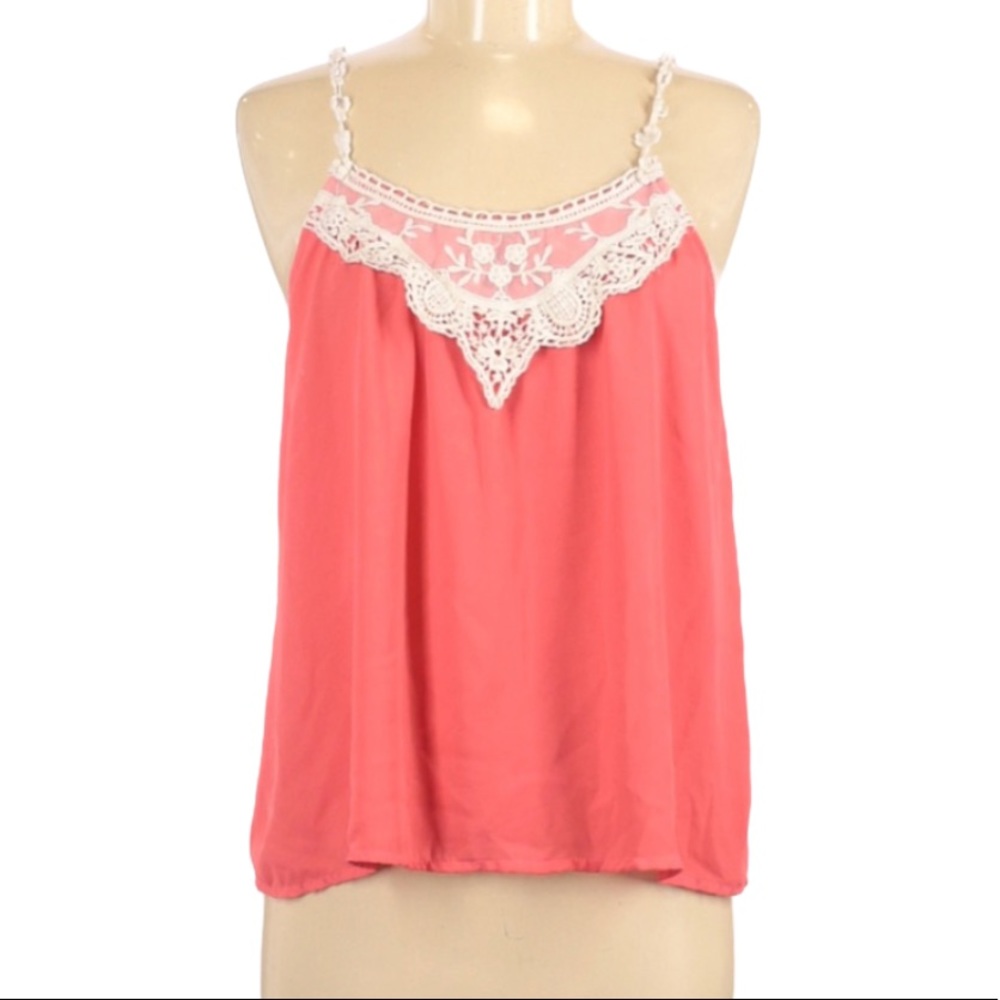 5/$25 | POETRY Sleeveless Coral Pink Orange Blouse